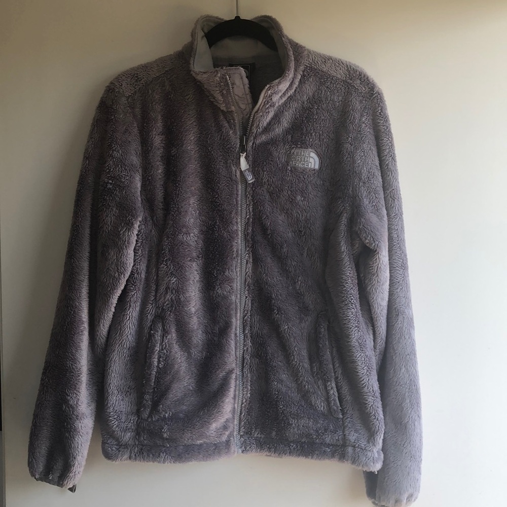 North Face grey fuzzy jacket